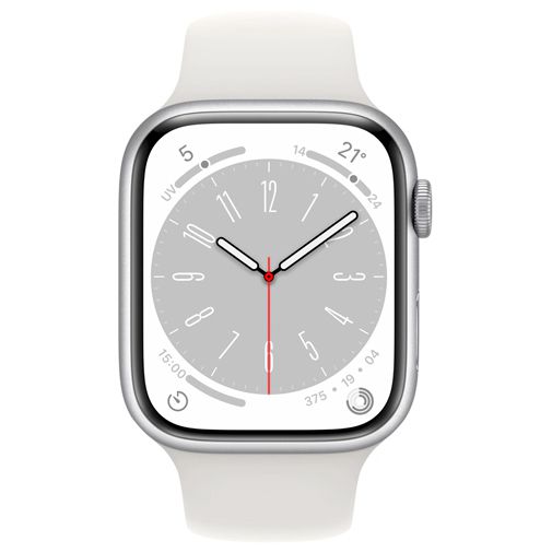 Apple Watch Series 8 4G 41mm Zilver Aluminium (Witte Siliconenband S/M)